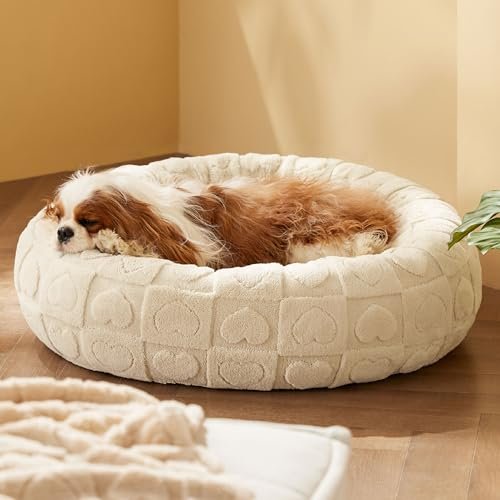 Cozy Donut Dog Bed Medium Dogs Washable Sherpa Pet Cushion Anti-Slip 30" - Image 7