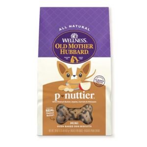 Old Mother Hubbard Wellness P-Nuttier Dog Biscuits, Natural, Training Treats, Peanut Butter Flavor, Mini Size, (20 Ounce Bag)