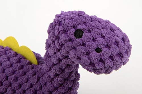 goDog Mini Purple Dino Plush Dog Toy with Squeaker & Chew Guard - Image 3