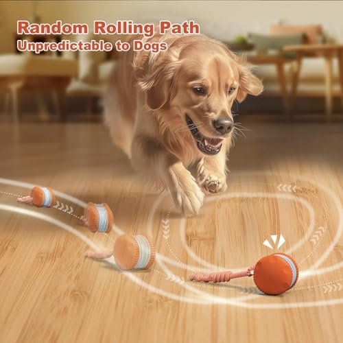 Interactive Moving Dog Ball Toy with Rope – Motion-Activated, Orange - Image 2