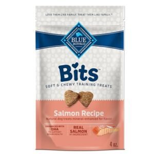 Blue Buffalo Bits Soft Dog Treats for Training, Made with Natural Ingredients & Enhanced with DHA, Salmon Recipe, 4-oz Bag