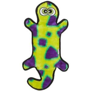 Outward Hound Durablez Stuffing-Free Squeaky Interactive Dog Toy, Tough Plush, Gecko, Green, Large