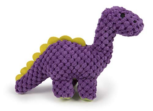 goDog Mini Purple Dino Plush Dog Toy with Squeaker & Chew Guard - Image 2
