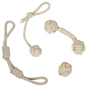 Franklin Sports Pet Supply Natural Rope Dog Toys - 4 Pack - Play Fetch - Tug of War - Dog Teething - Puppy Chew - Puppy - Teething Toy - Tug Rope - Tug Toy