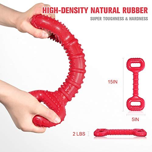 Feeko Tough Dog Toy for Large Breeds – Durable Rubber Tug Toy, 15" Red - Image 4