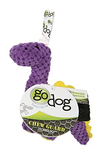 goDog Mini Purple Dino Plush Dog Toy with Squeaker & Chew Guard - Image 6