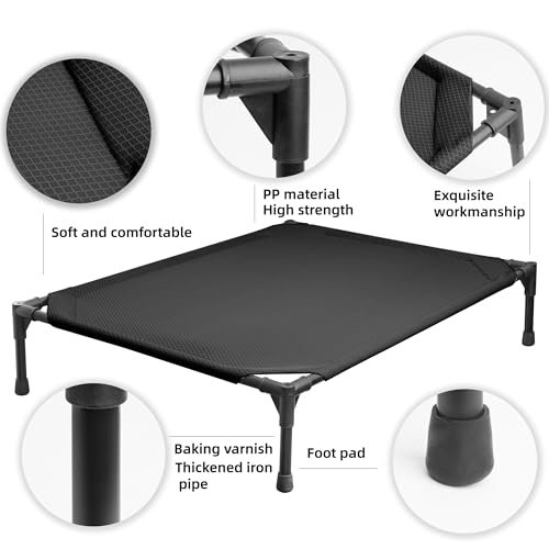 Elevated Dog Bed: Cooling Mesh Cot for Large Dogs, Outdoor Portable 80lb Support - Image 3