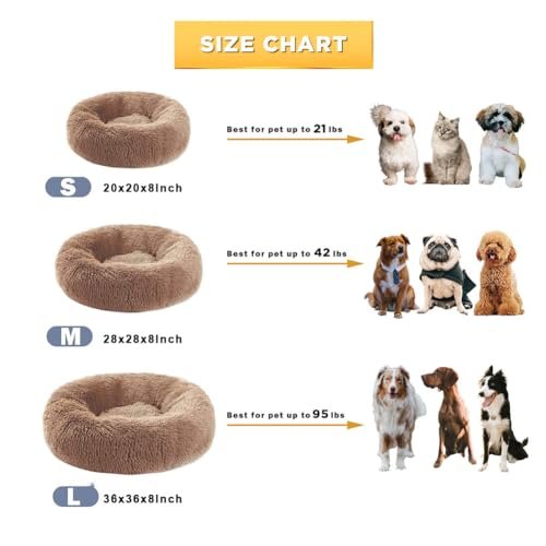 Kimpets Calming Donut Dog Bed 20" Khaki - Fluffy Washable Anti-Slip - Image 2