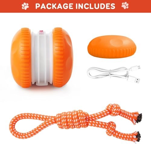 Interactive Moving Dog Ball Toy with Rope – Motion-Activated, Orange - Image 6