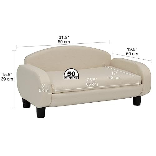 Stylish Pet Sofa with Removable Cover – 31.5" Wide, Espresso/Oatmeal - Image 2