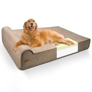 Sytopia XXL Memory Foam Dog Bed, 7 Inch Thick Extra Large Orthopedic Couch for Senior Dogs Over 100 Pounds, Water Resistant and Washable Cover, Liner, Grey