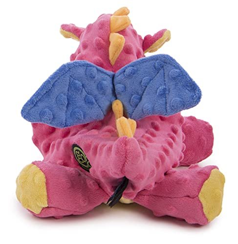 Durable Plush Dragon Dog Toy with Squeaker, Coral Large by goDog - Image 7