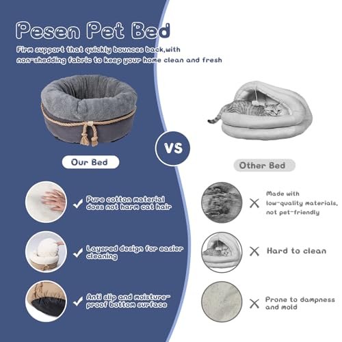 Calming Donut Cat & Small Dog Bed with Supportive Walls, 20x20x10 - Image 3