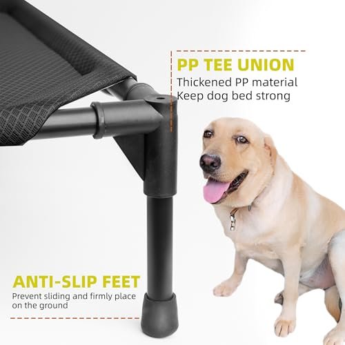 Elevated Dog Bed: Cooling Mesh Cot for Large Dogs, Outdoor Portable 80lb Support - Image 4
