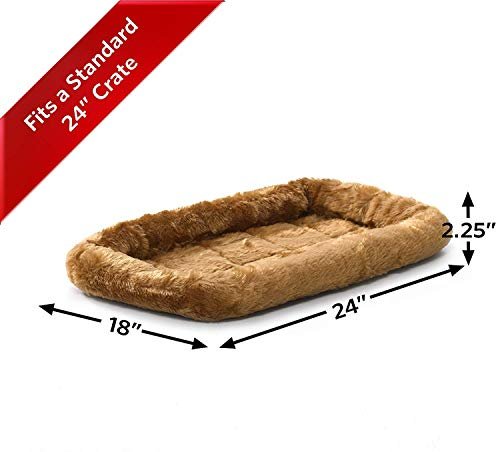 Cozy Small Dog Bed 24" Cinnamon Bolster Pet Bed Machine Washable Crate - Image 2