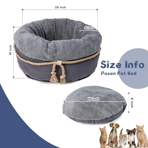 Calming Donut Cat & Small Dog Bed with Supportive Walls, 20x20x10 - Image 6