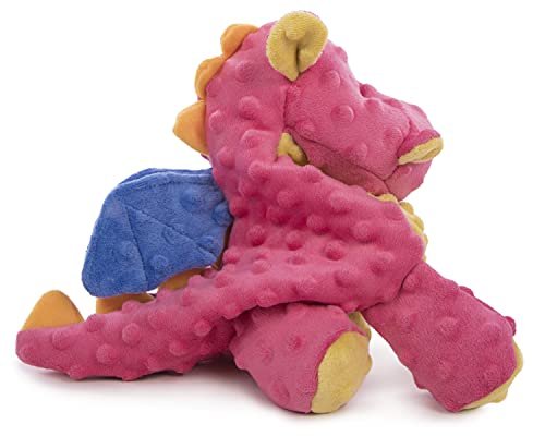 Durable Plush Dragon Dog Toy with Squeaker, Coral Large by goDog - Image 4