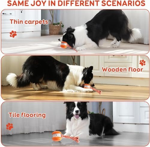 Interactive Moving Dog Ball Toy with Rope – Motion-Activated, Orange - Image 5