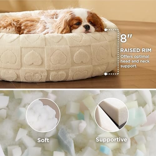 Cozy Donut Dog Bed Medium Dogs Washable Sherpa Pet Cushion Anti-Slip 30" - Image 2