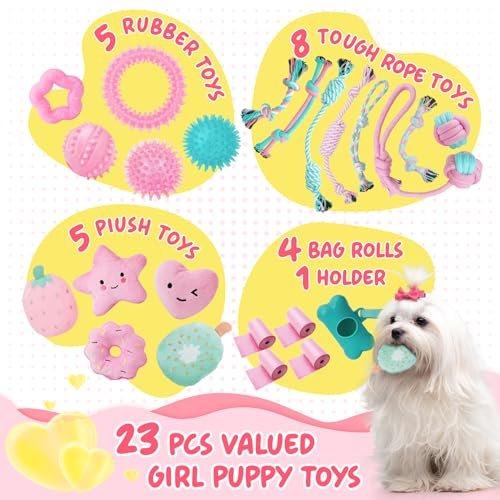 Puppy Chew Toys 23-Pack: Interactive Teething Relief, Squeaky Balls & Ropes - Image 3