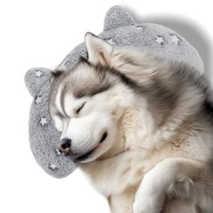 POMESEA Large Dog & Cat Pillow, Glow in Dark U-Shaped Neck Pillow, Machine Washable Dog Toy & Gift (Glow Grey, L)