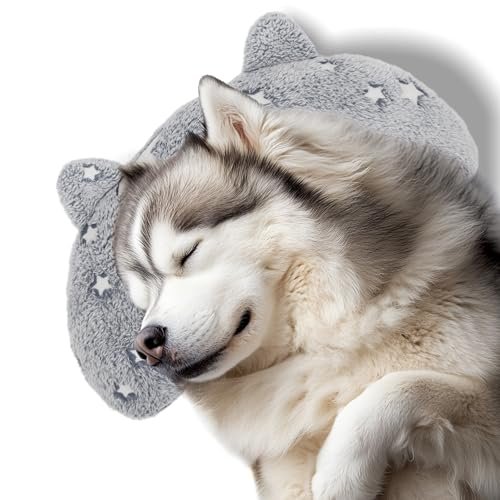 POMESEA Large Dog & Cat Pillow, Glow in Dark U-Shaped Neck Pillow, Machine Washable Dog Toy & Gift (Glow Grey, L)