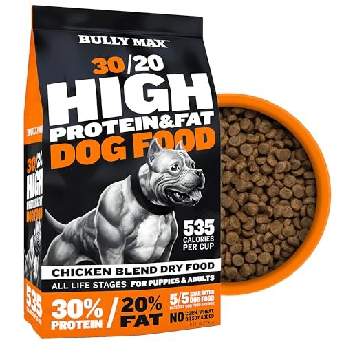 Bully Max High Protein & Fat Dry Dog Food for Muscle & Weight Gain - High Performance Healthy Dog Food Supplements for Puppies & Adult Dogs, Small & Large Breed (535 Calories Per Cup), 5 lb. Bag