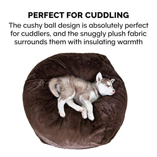 Plush Bean Bag Dog Bed for Large Dogs, Washable Cover, Espresso - Image 7