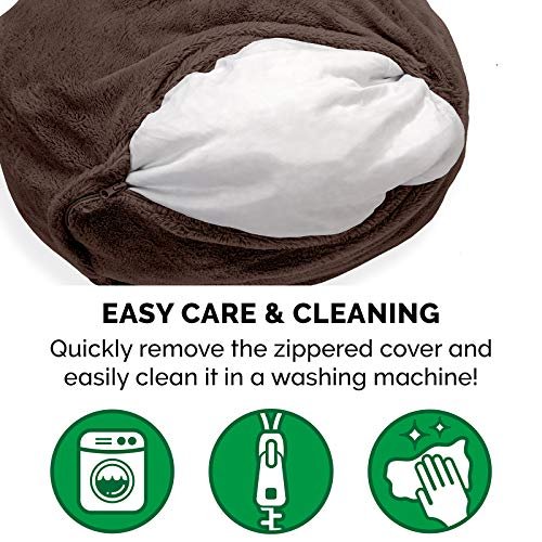 Plush Bean Bag Dog Bed for Large Dogs, Washable Cover, Espresso - Image 6