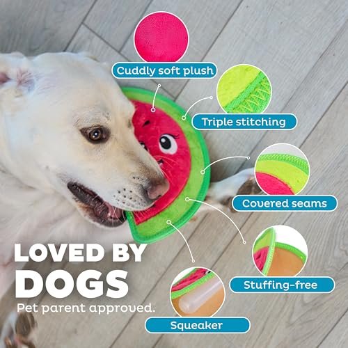 Durable Squeaky Dog Toy – Tough Watermelon Design, Medium Size - Image 4