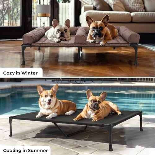 Veehoo Elevated Large Dog Bed: Cooling Mesh, Waterproof, 2-Dog Comfort Zone - Image 5
