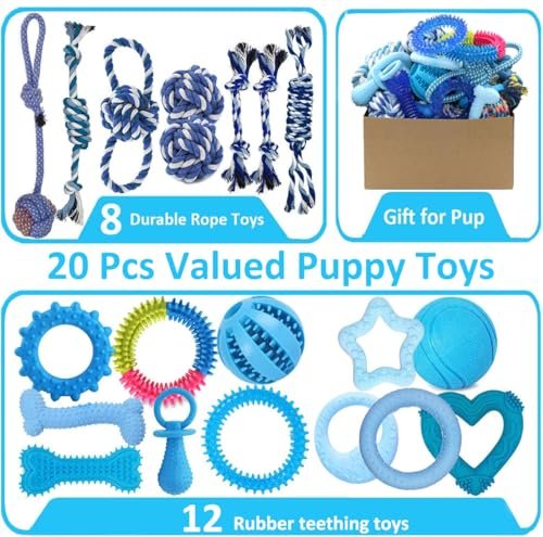 Puppy Teething Toys Bundle: 20 Durable Blue Chew Toys for Small Dogs - Image 2