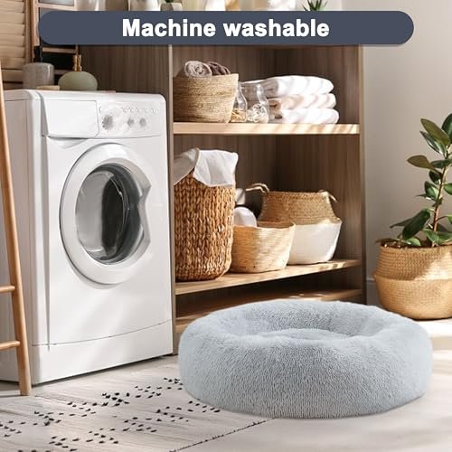 Calming Large Dog Bed 39" Donut Plush Anti-Anxiety Washable Pet Cushion - Image 7