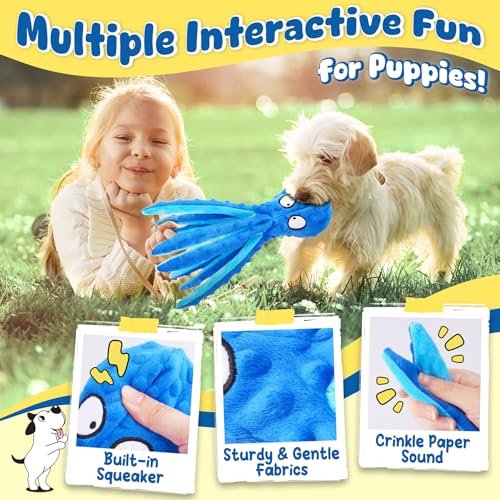 KIPRITII 9-Pack Squeaky Puppy Toys for Small Dogs – No-Stuffing Plush Chew Toys for Teething & Interactive Play - Image 3
