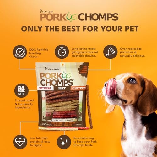 Pork Chomps 5-Inch Dog Chew Sticks, Assorted Flavors, 50 Pack - Image 3