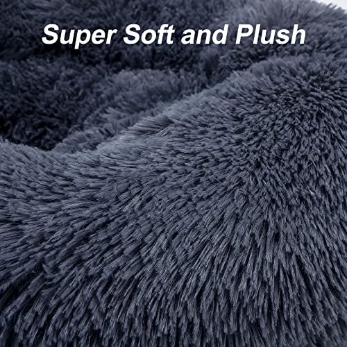 Orthopedic Donut Dog Bed – Ultra Soft, Washable Cushion (30" Grey-Blue) - Image 3