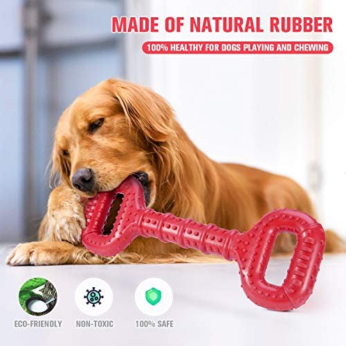 Feeko Tough Dog Toy for Large Breeds – Durable Rubber Tug Toy, 15" Red - Image 2