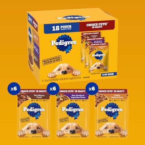 PEDIGREE Wet Dog Food Variety Pack in Gravy, 18 Soft Meaty Pouches - Image 2