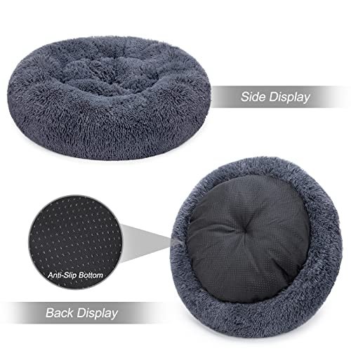 Orthopedic Donut Dog Bed – Ultra Soft, Washable Cushion (30" Grey-Blue) - Image 4