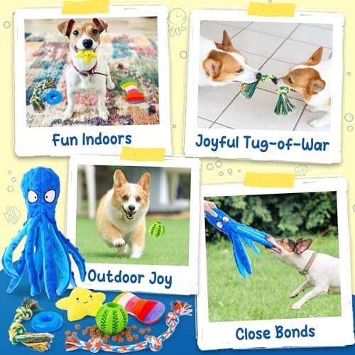 KIPRITII 9-Pack Squeaky Puppy Toys for Small Dogs – No-Stuffing Plush Chew Toys for Teething & Interactive Play - Image 6