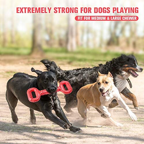 Feeko Tough Dog Toy for Large Breeds – Durable Rubber Tug Toy, 15" Red - Image 6