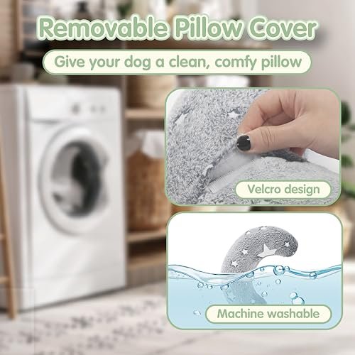 POMESEA Glow-in-the-Dark U-Shaped Pet Pillow Toy – Large, Washable - Image 4