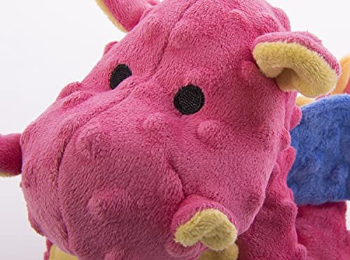 Durable Plush Dragon Dog Toy with Squeaker, Coral Large by goDog - Image 3
