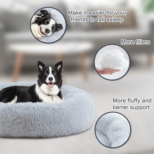 Calming Large Dog Bed 39" Donut Plush Anti-Anxiety Washable Pet Cushion - Image 4