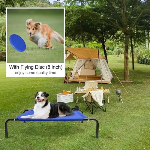 Large Cooling Dog Bed: Elevated Waterproof Outdoor Cot for Big Dogs, Breathable Mesh Blue - Image 5