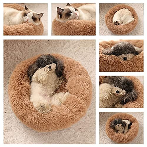 Kimpets Calming Donut Dog Bed 20" Khaki - Fluffy Washable Anti-Slip - Image 7