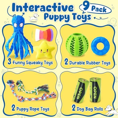 KIPRITII 9-Pack Squeaky Puppy Toys for Small Dogs – No-Stuffing Plush Chew Toys for Teething & Interactive Play - Image 2