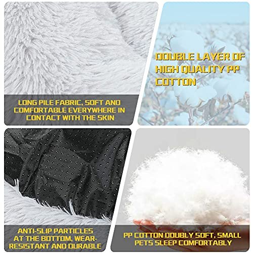 Calming Donut Dog Bed - Washable Faux Fur Pet Bed for Anxiety, 20" - Image 8