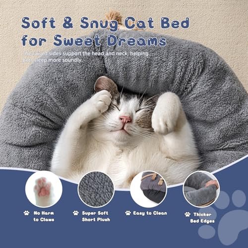 Calming Donut Cat & Small Dog Bed with Supportive Walls, 20x20x10 - Image 2