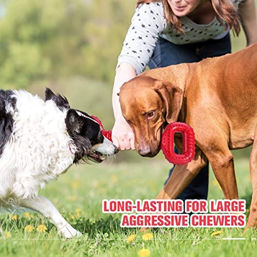 Feeko Tough Dog Toy for Large Breeds – Durable Rubber Tug Toy, 15" Red - Image 5